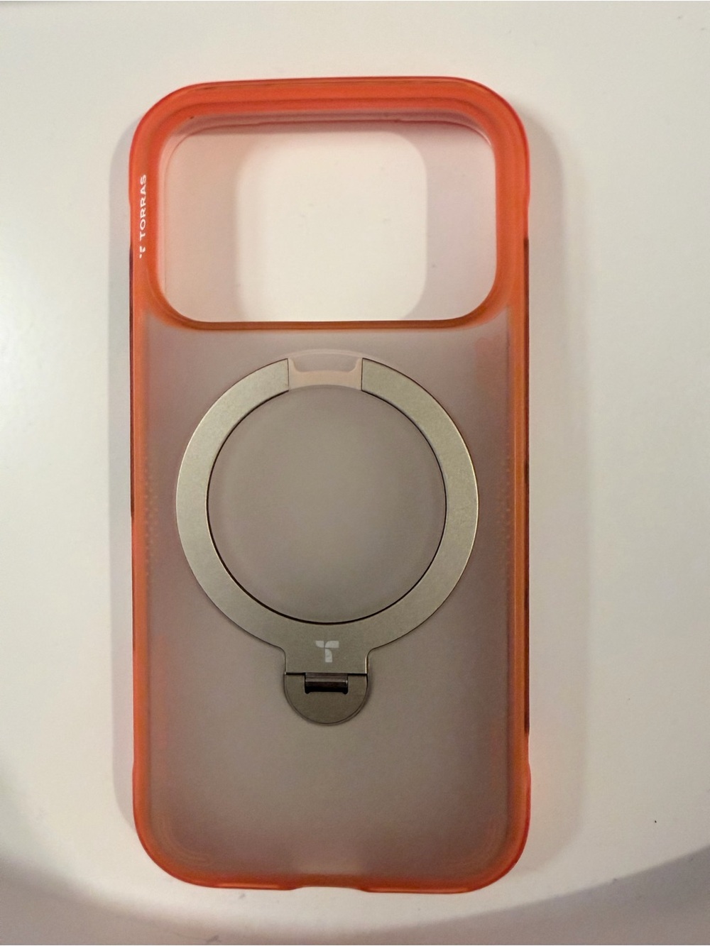 Torras Orange Clear Magnetic Ring Phone Case for iPhone 17 pro